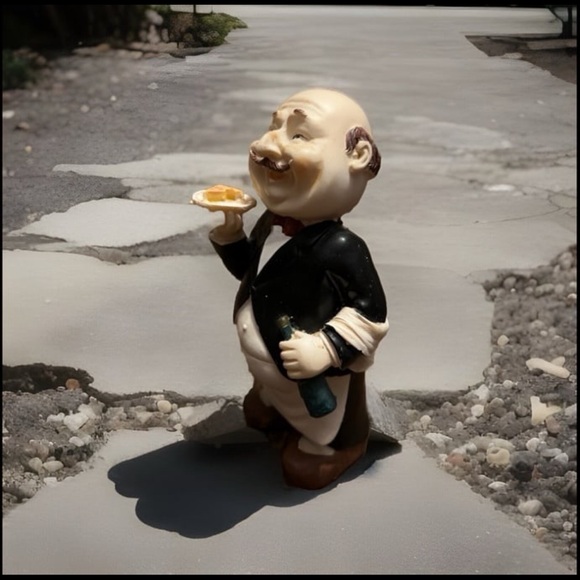 Butler Serving Dessert & Wine, Coffee Bar Decor, Waiter Home Decor - Picture 6 of 6